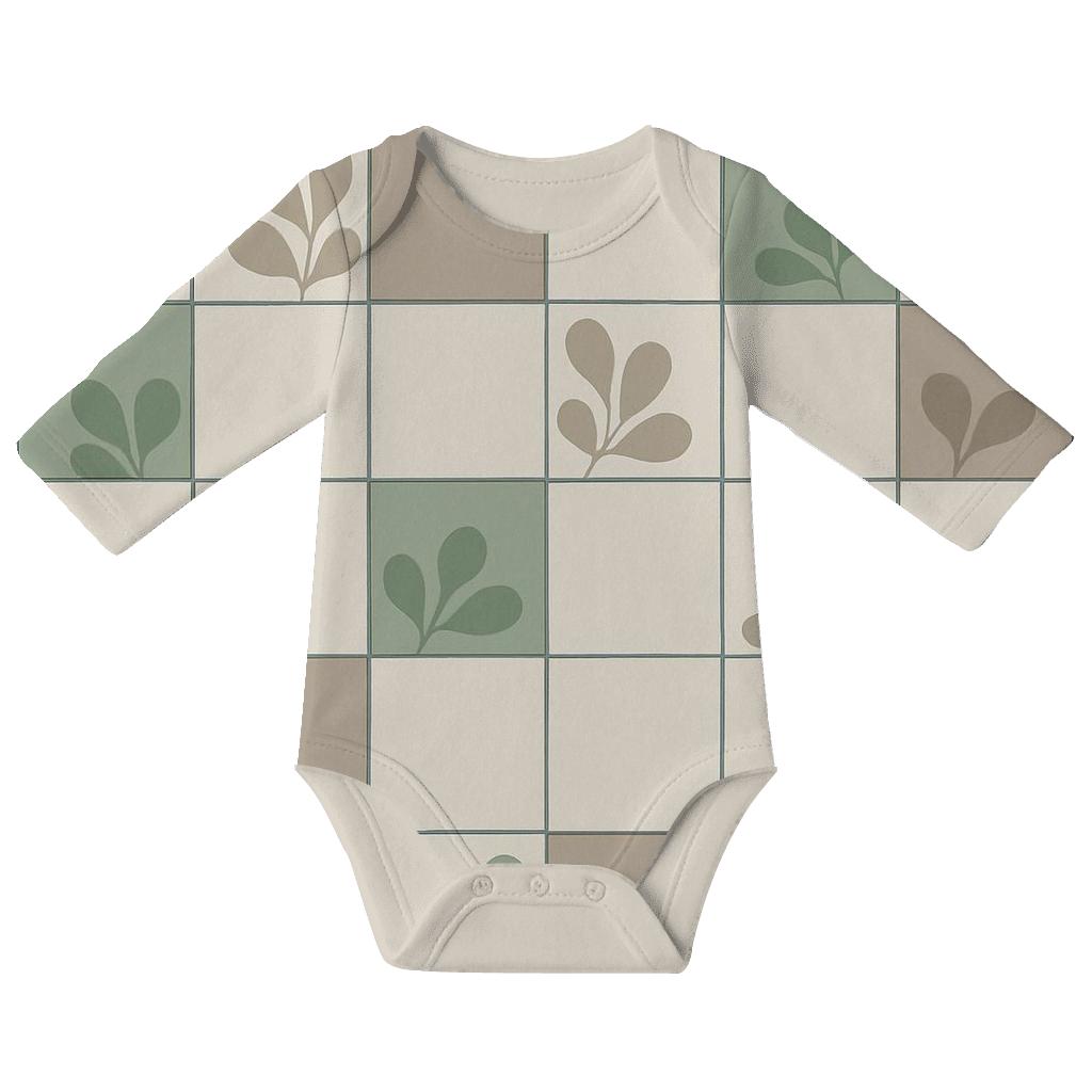 Leaf Pebble Cluster Tiles kimono style baby bodysuits