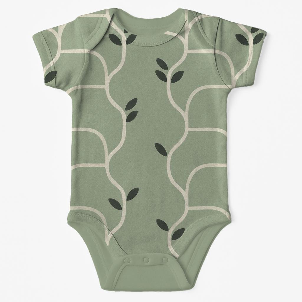 Offset Vine Lattice Calm organic baby bodysuits
