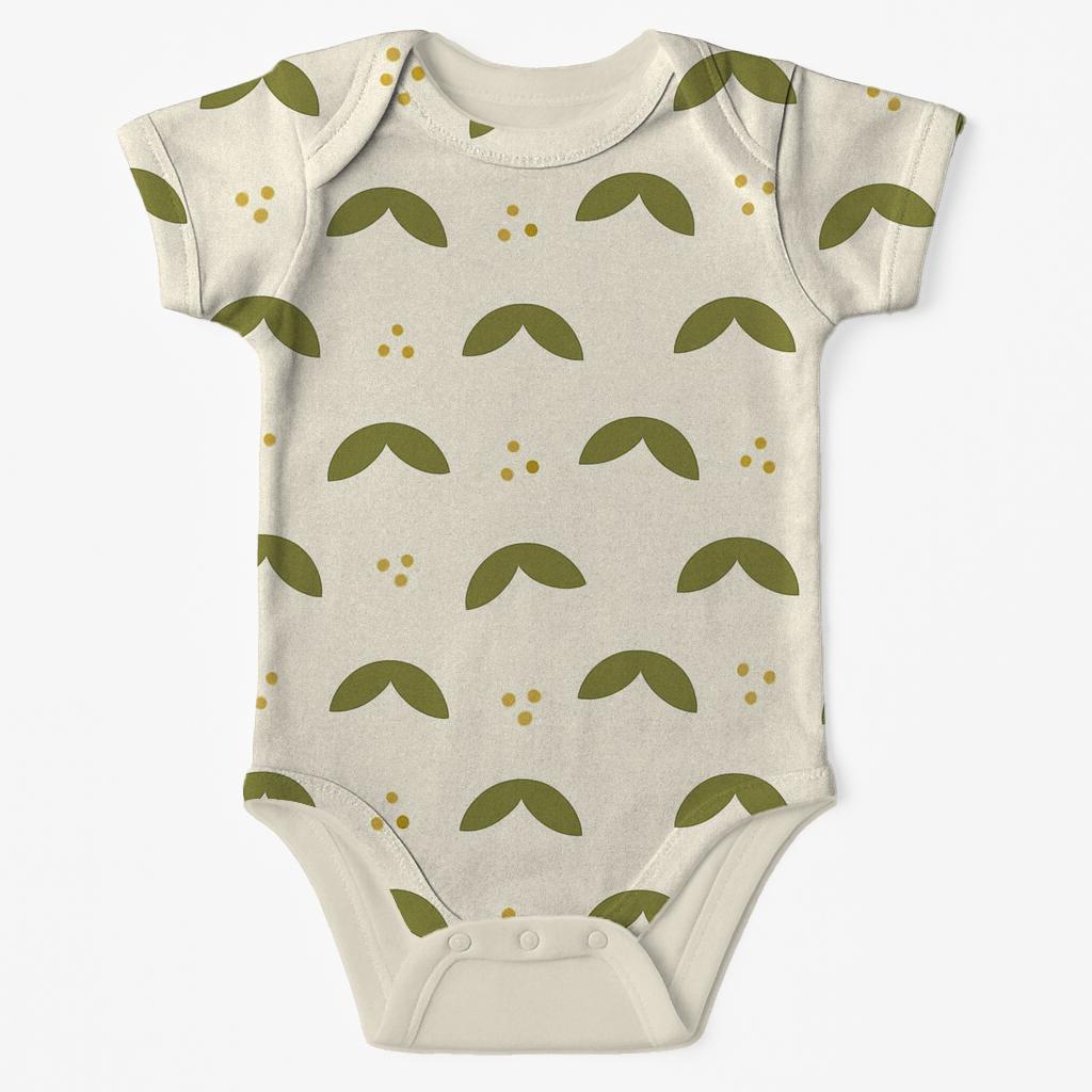 Seed Dot Drift With Leaf Caps organic baby bodysuits
