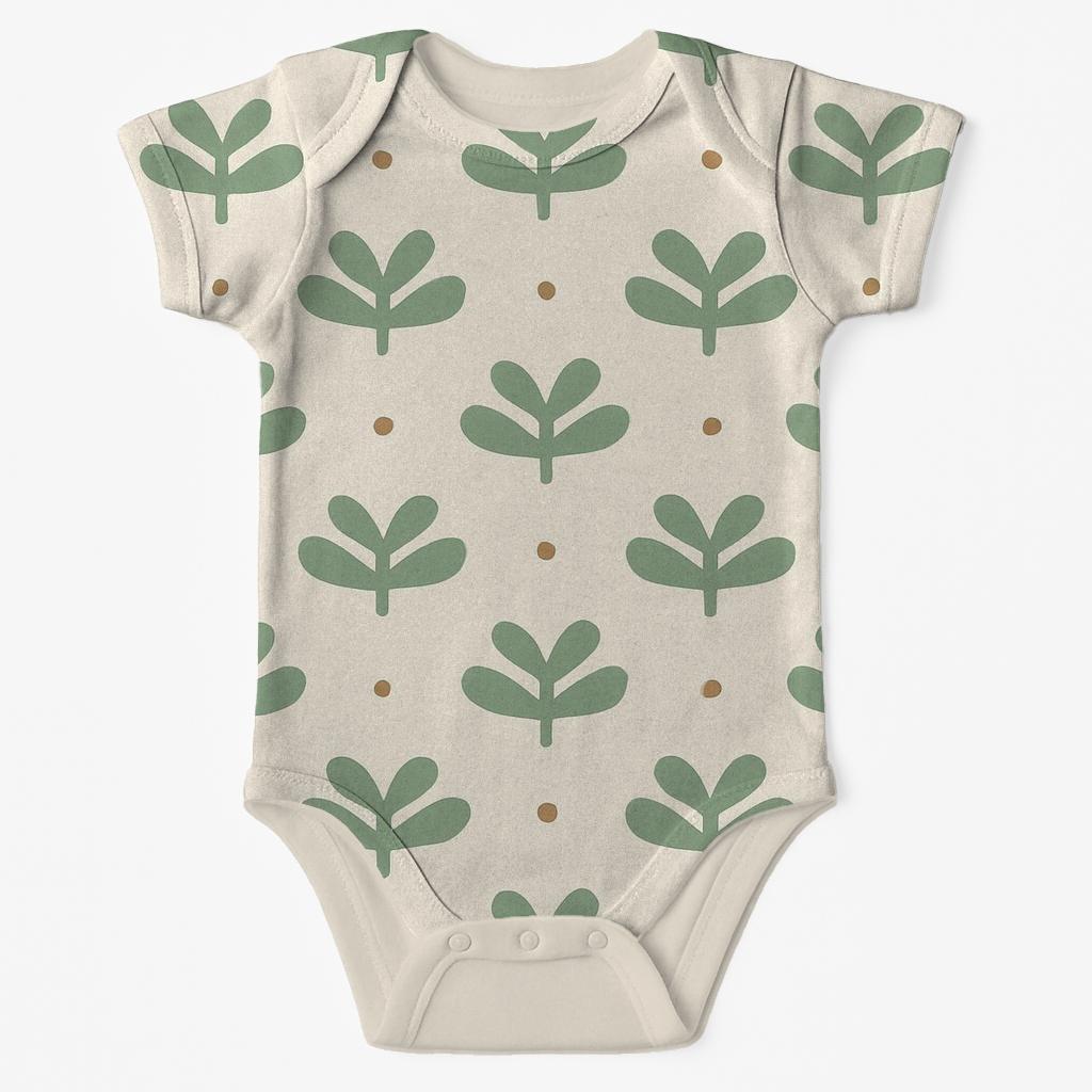 Offset Frond Band Tiles kimono style baby bodysuits