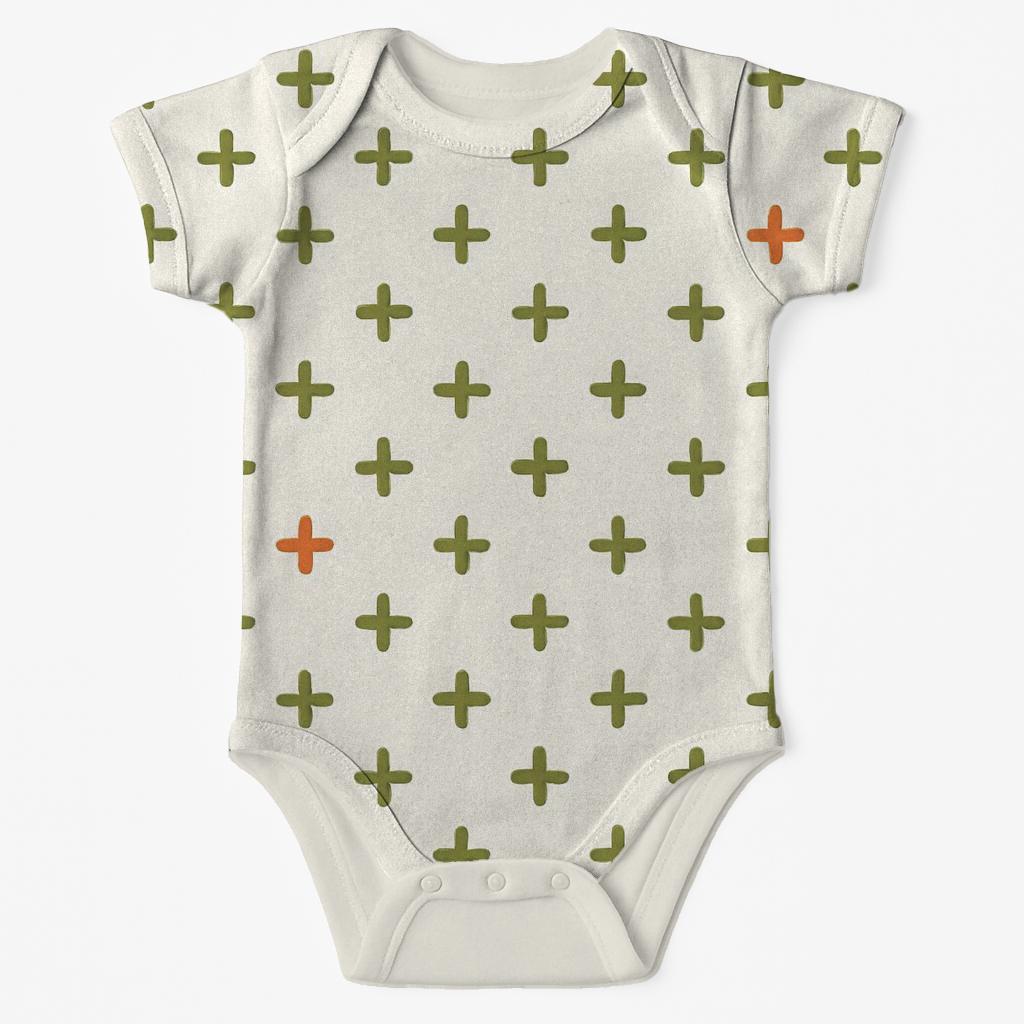 Micro Cross Hatch Bloom kimono style baby bodysuits