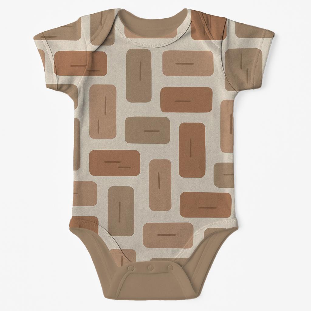 Bark Fragment Mosaic Blocks soft cotton baby bodysuits