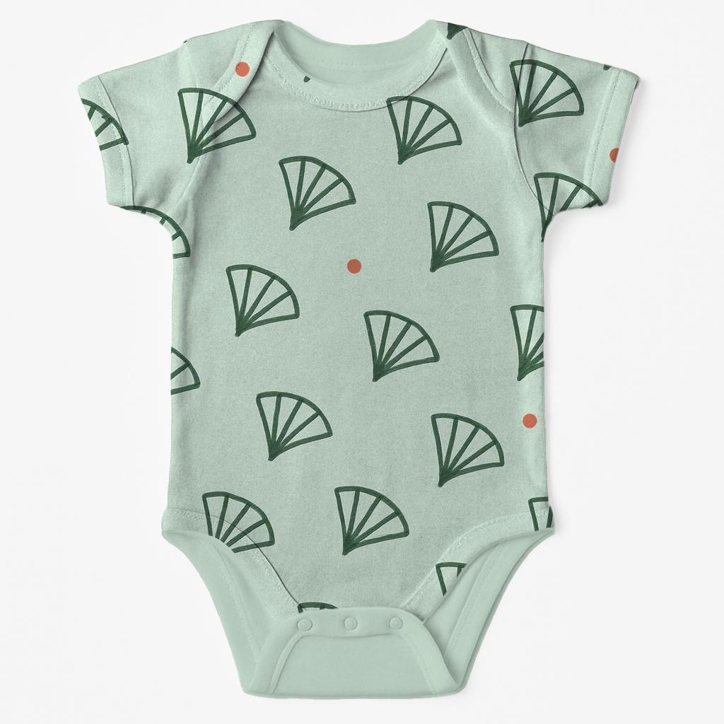 Palm Arc Micro Fans soft cotton baby bodysuits