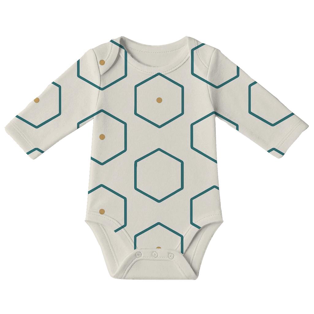 Calm Hex Frame Scatter unique printed baby bodysuits