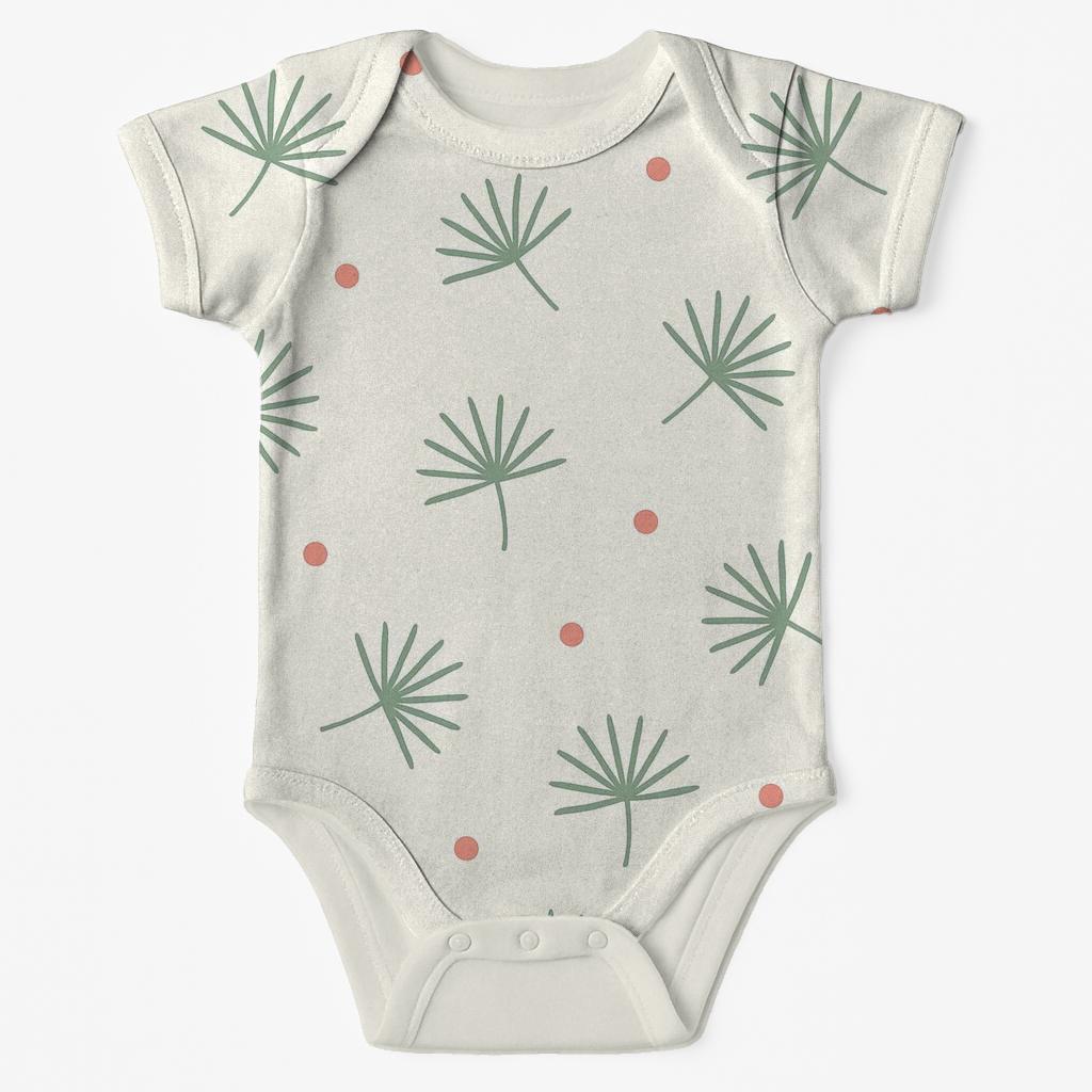 Palm Scatter Sparse Fans organic baby bodysuits