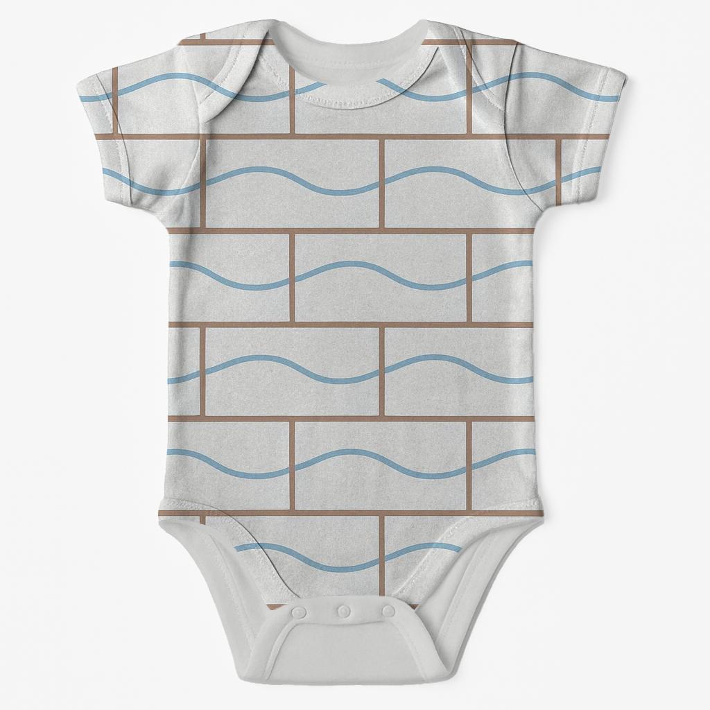 Offset Brick Curve Lines baby bodysuits for newborns