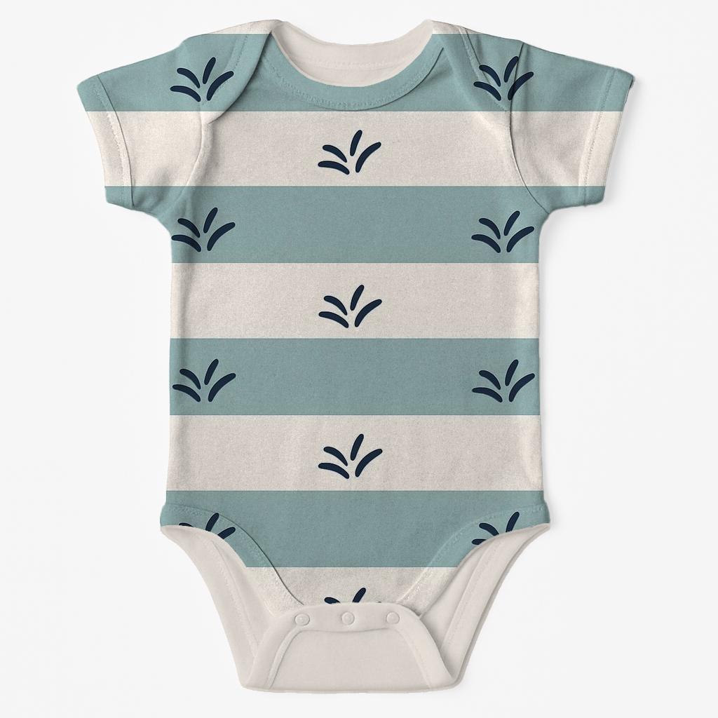 Frond Band Step Pattern organic baby bodysuits