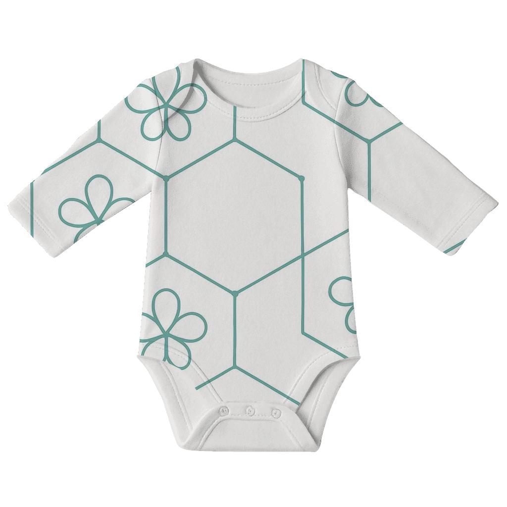 Calm Hex Petal Outline comfortable snap baby bodysuits