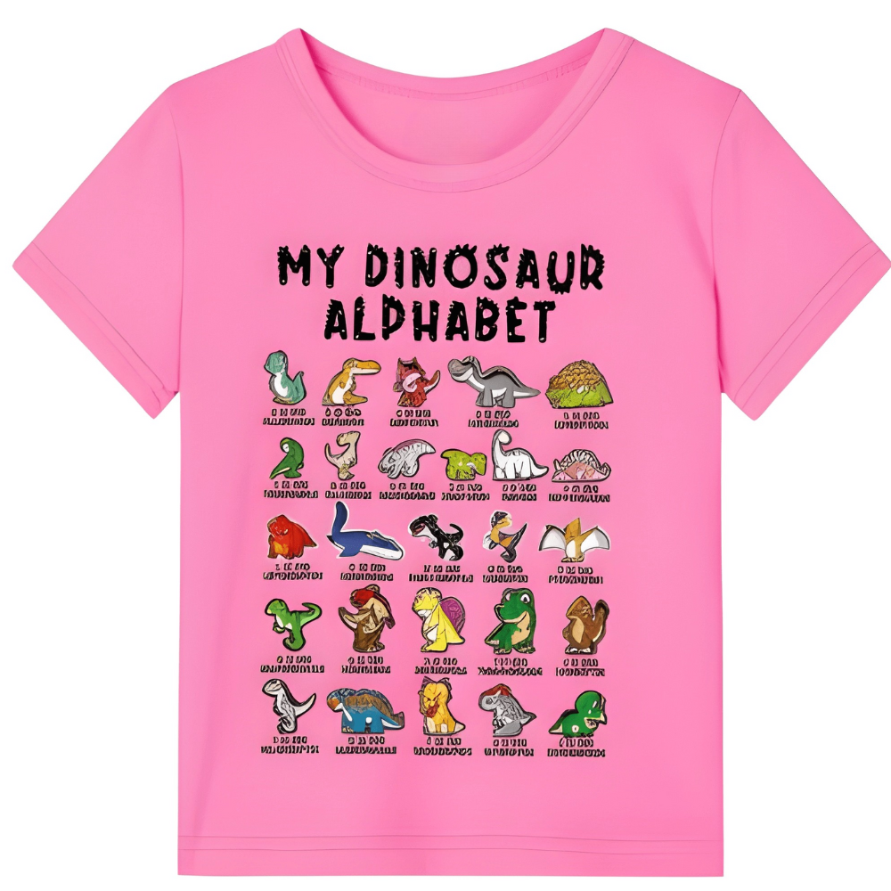 Dinosaur Graphic Print Short Sleeve T Shirt For Girls 