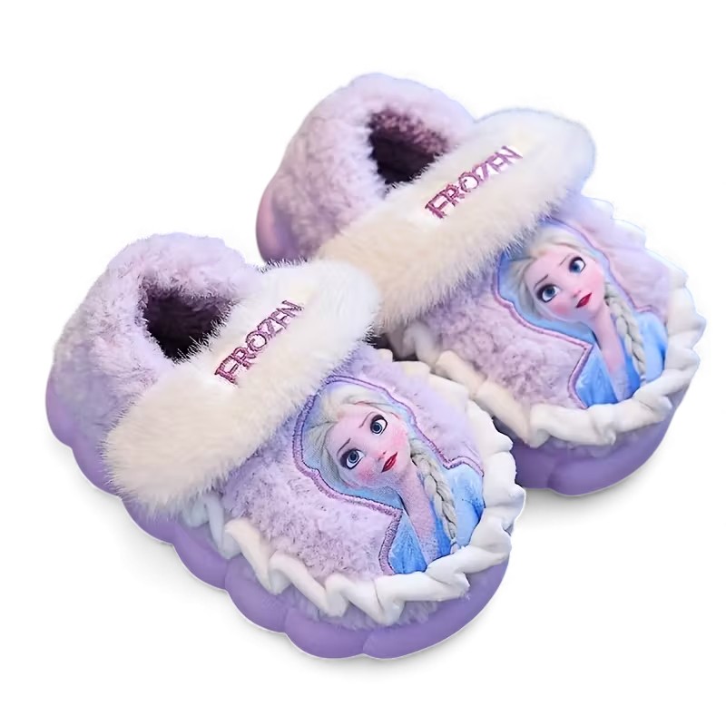 Soft Plush Princess Design Winter Slippers For Girls