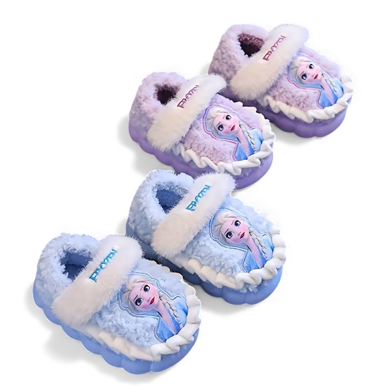 Soft Plush Princess Design Winter Slippers For Girls