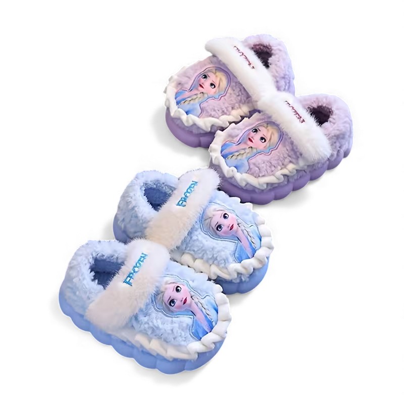 Soft Plush Princess Design Winter Slippers For Girls
