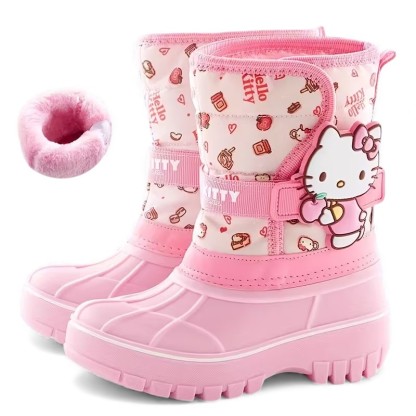 Hello Kitty Cartoon Print Winter Warm Snow Boots For Kids
