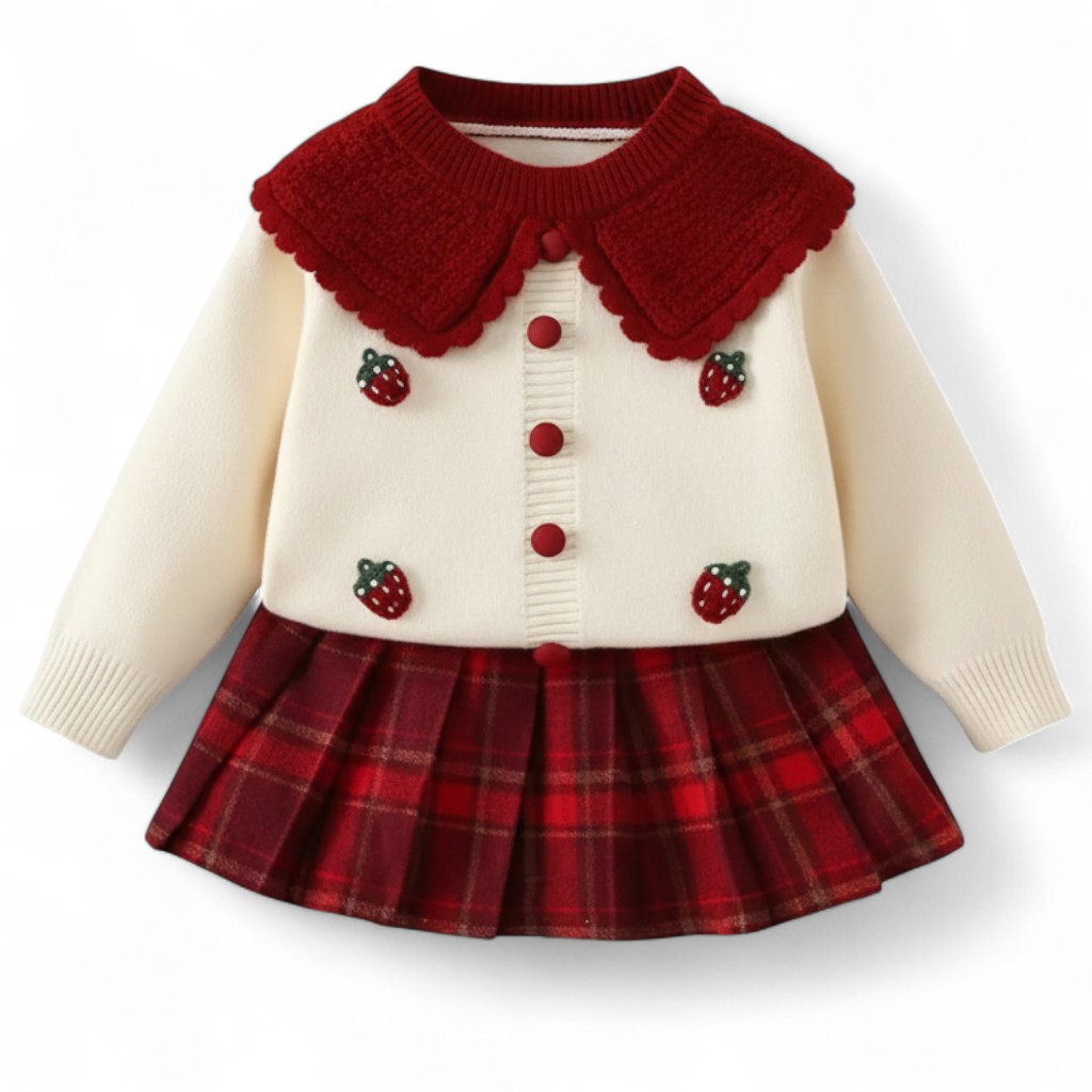 Knitted Cardigan And Skirt Set For Girls 