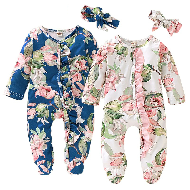 Floral Romper With Headband For Toddlers-Children Cloth Shop