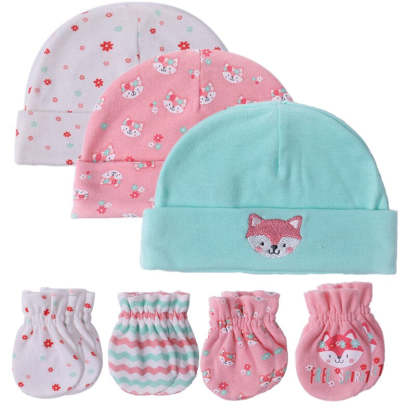 Newborn Unisex Cotton Hats And Gloves Sets-Children Cloth Shop