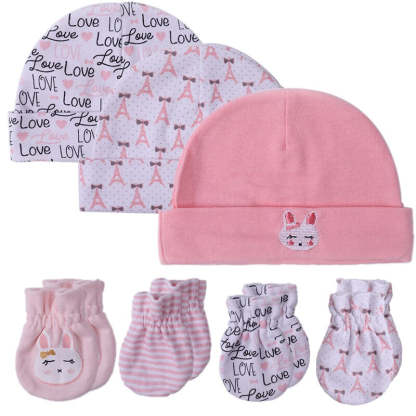 Newborn Unisex Cotton Hats And Gloves Sets-Children Cloth Shop