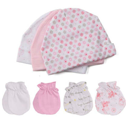 Newborn Unisex Cotton Hats And Gloves Sets-Children Cloth Shop