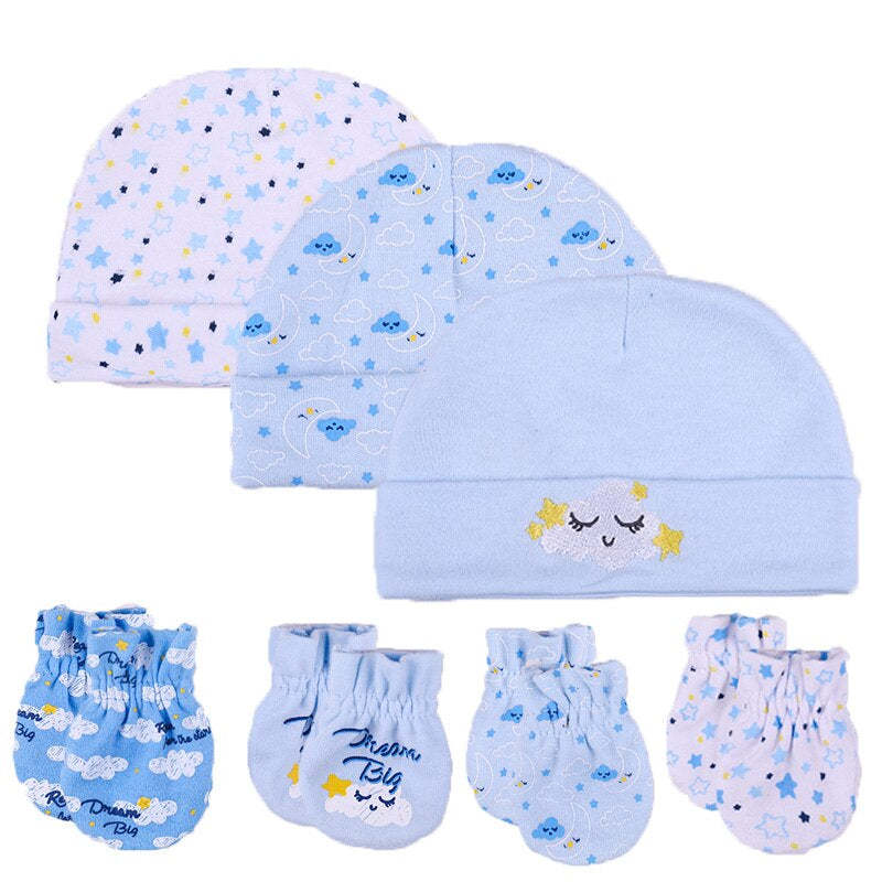 Newborn Unisex Cotton Hats And Gloves Sets-Children Cloth Shop