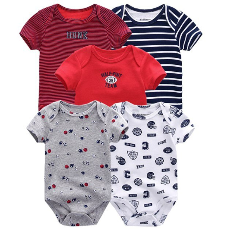 5Pcs Casual Printed Infant Bodysuit-Children Cloth Shop