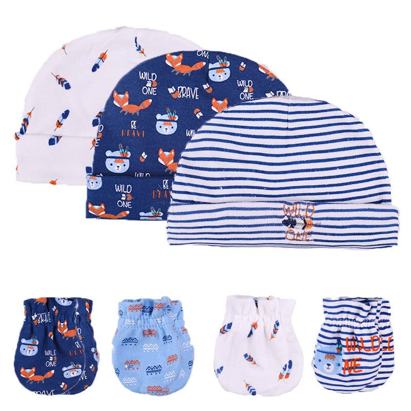 Newborn Unisex Cotton Hats And Gloves Sets-Children Cloth Shop