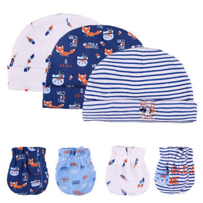 Newborn Unisex Cotton Hats And Gloves Sets-Children Cloth Shop