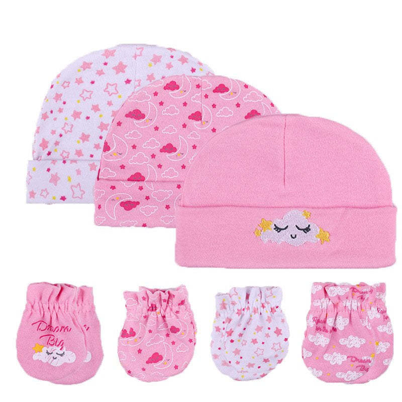Newborn Unisex Cotton Hats And Gloves Sets-Children Cloth Shop