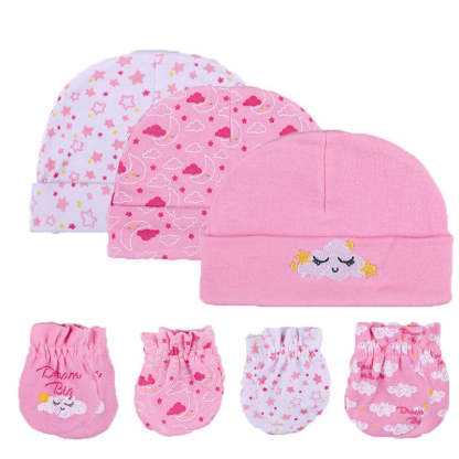 Newborn Unisex Cotton Hats And Gloves Sets-Children Cloth Shop