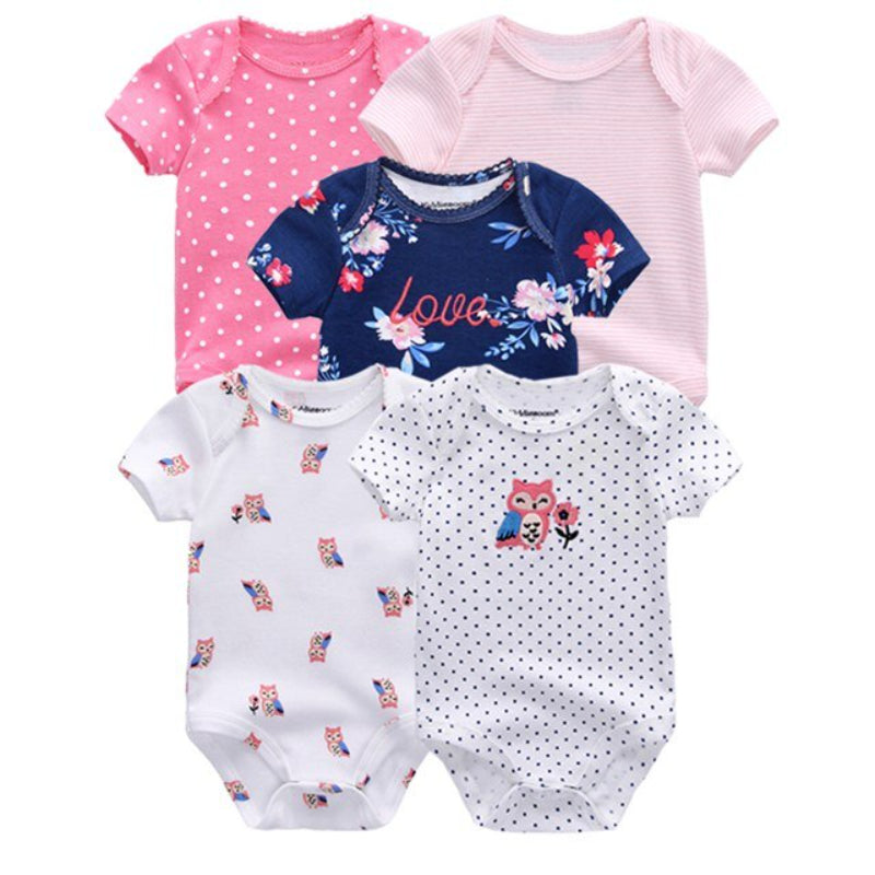 5Pcs Casual Printed Summer Jumpsuits Set-Children Cloth Shop