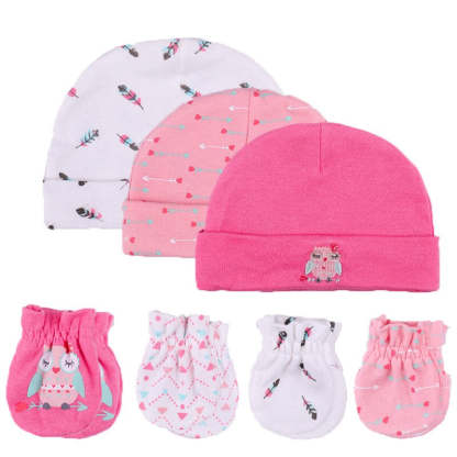 Newborn Unisex Cotton Hats And Gloves Sets-Children Cloth Shop
