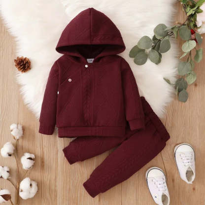 Solid Color Hooded Sweatshirt And Long Pants Sets-Children Cloth Shop