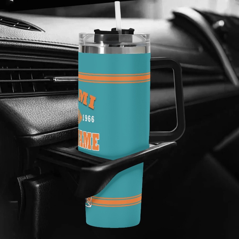 Custom Miami Football 40oz Stainless Steel Cup with Lid