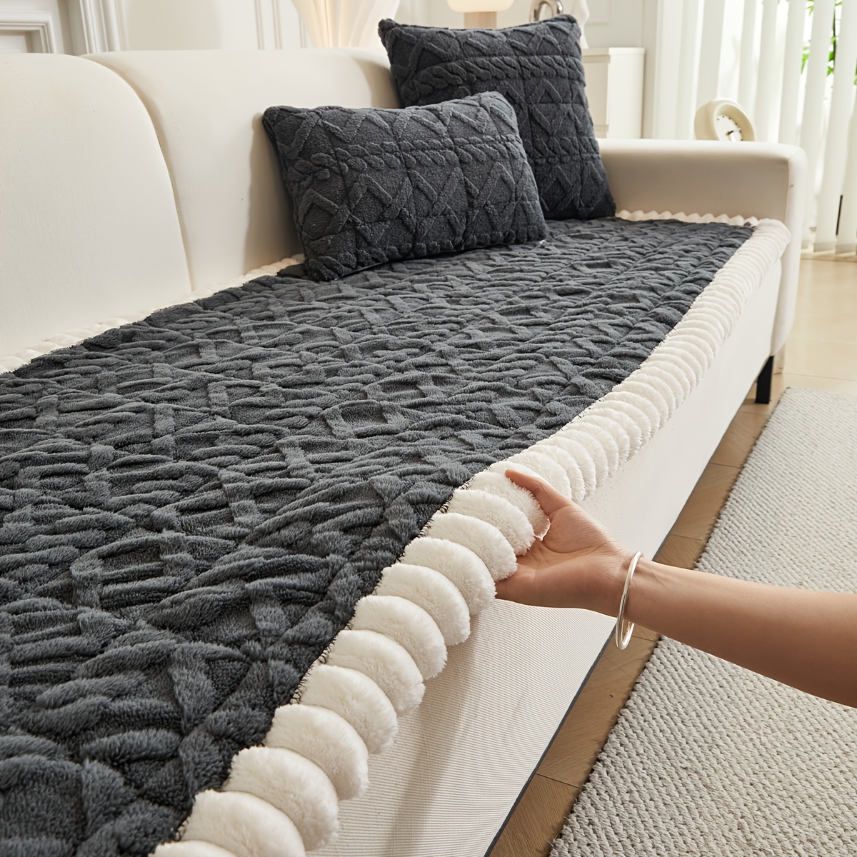 1pc Thickened Polyester Soft Quilted Sofa Cushion