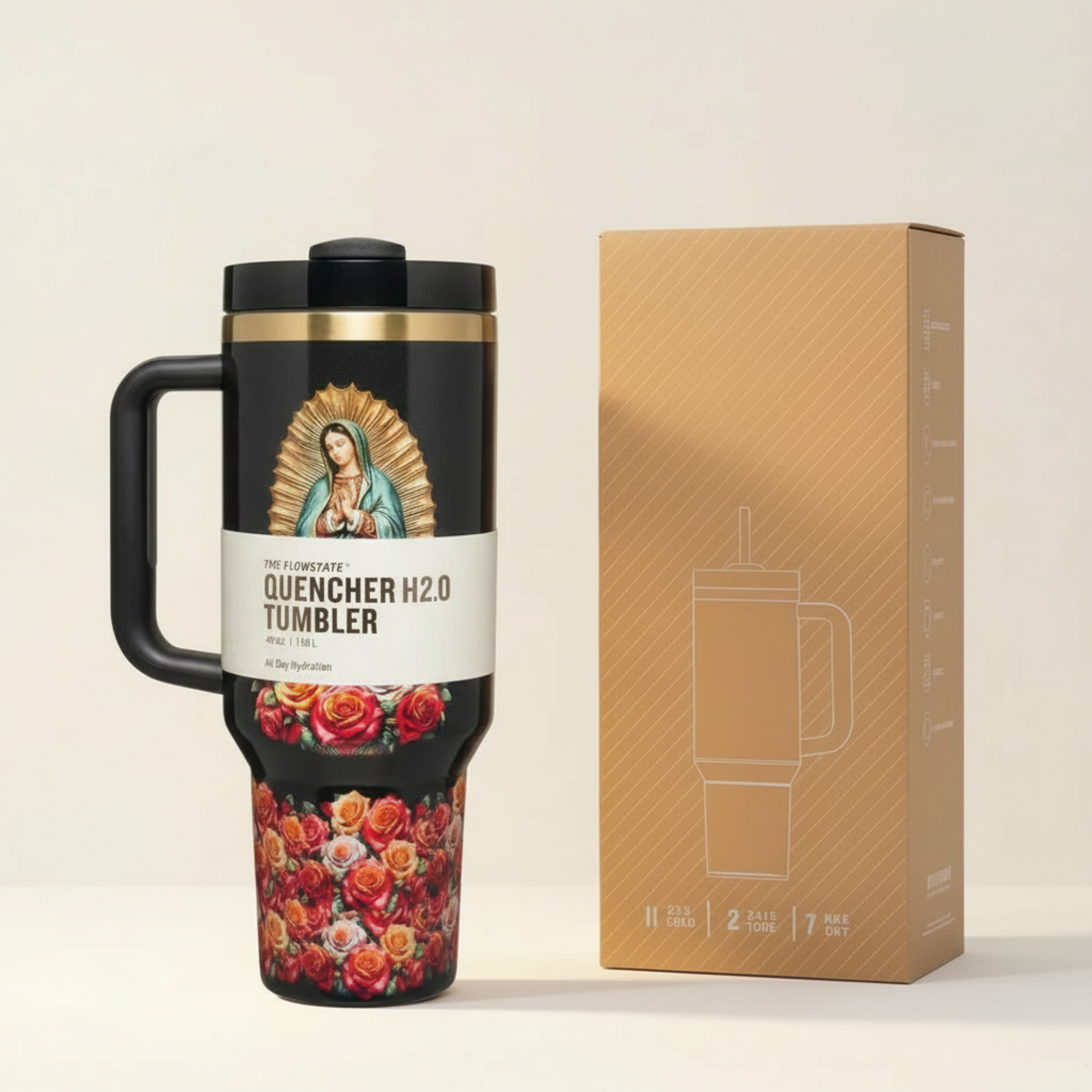 Our Lady Of Guadalupe 40oz Tumbler Side Profile