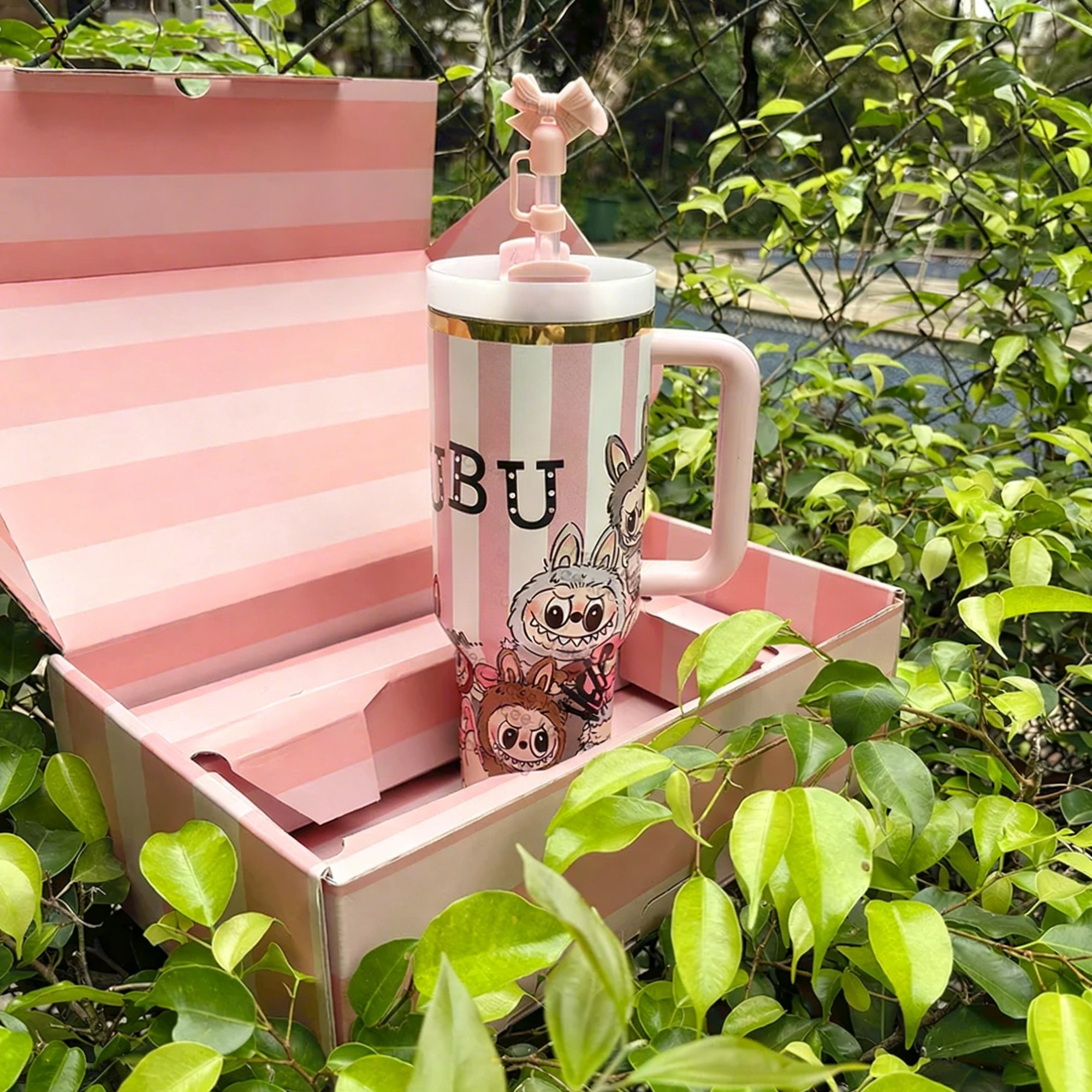 Labubu 40oz Tumbler Handle Close-Up
