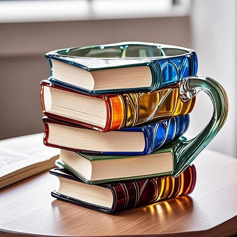 3D Book Mug  11 Oz Painted Ceramic Cup for Book Enthusiasts  Chuakoo