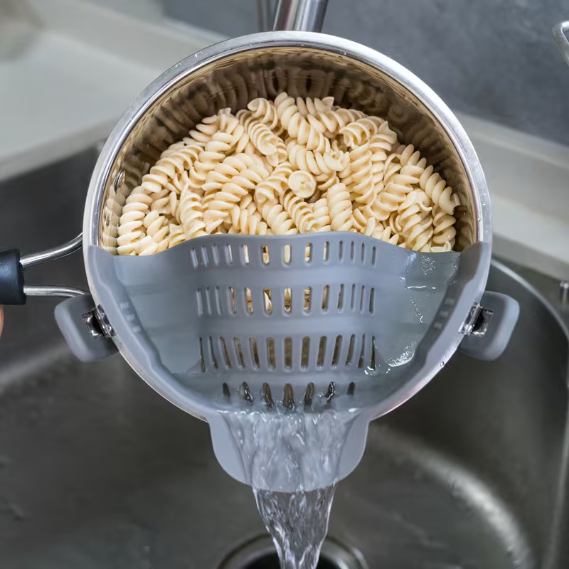 Clip On Pot Strainer For Pasta Vegetables Kitchen Colander Tool