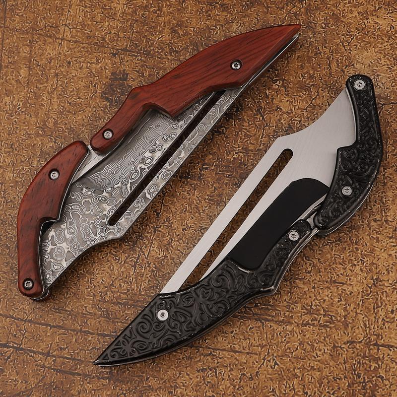 Folding Knife With Patterned Blade Handle