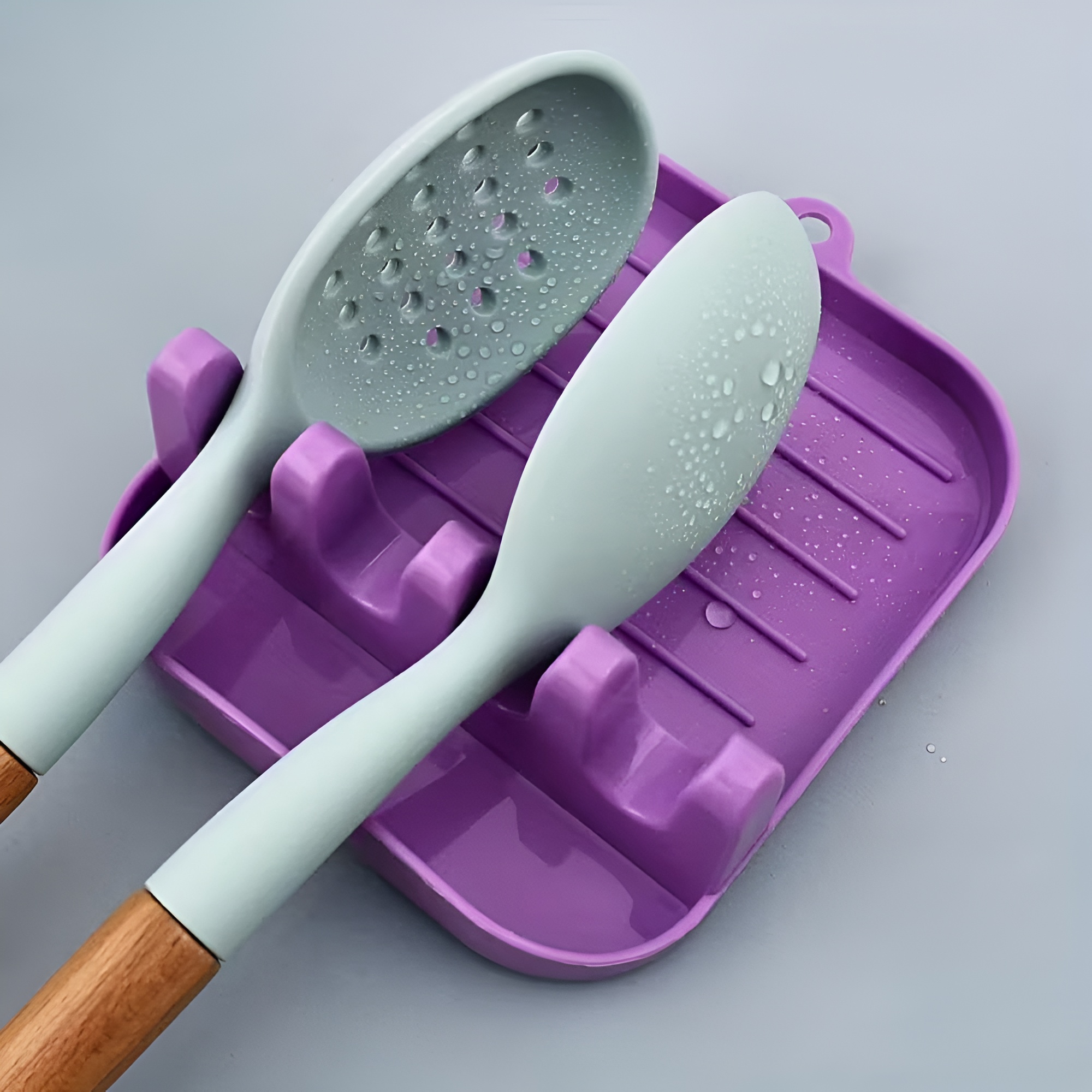 Multi Purpose Spoon Rest Utensil Holder Kitchen Spatula Rack Tray