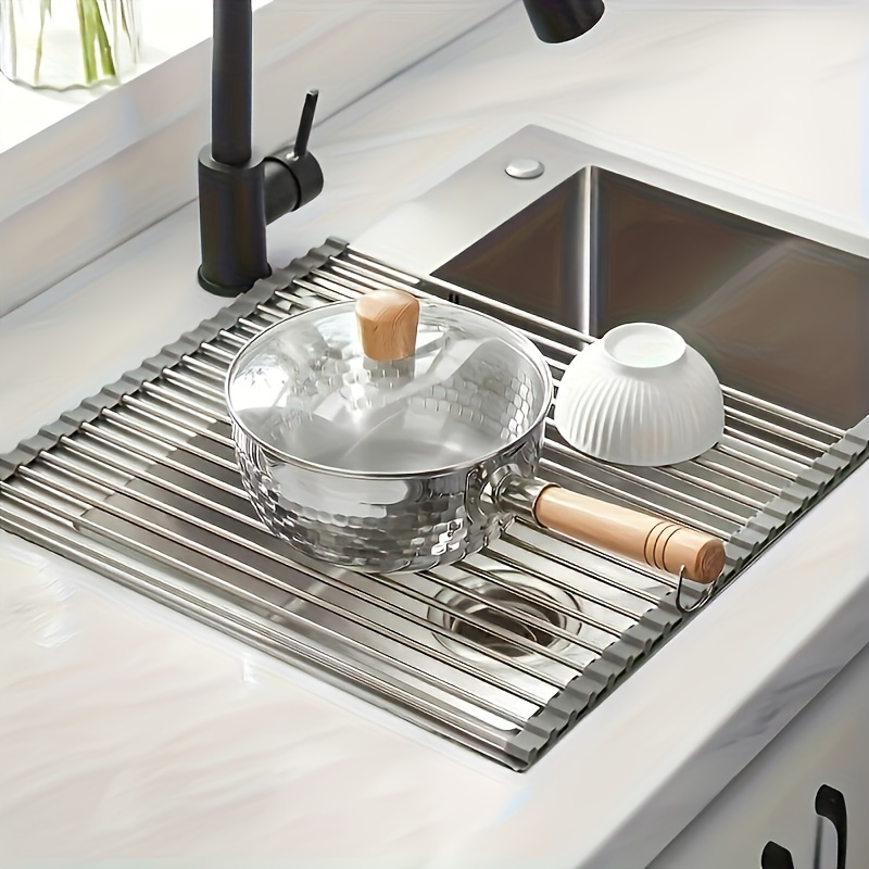 1pc of a Premium Roll-Up Dish Drying Rack Made of Stainless Steel