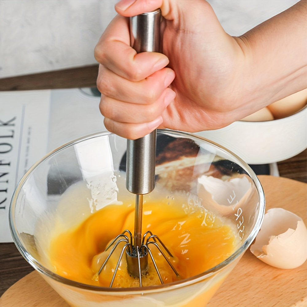 Manual Egg Whisk Blender With Push Design And Stainless Steel