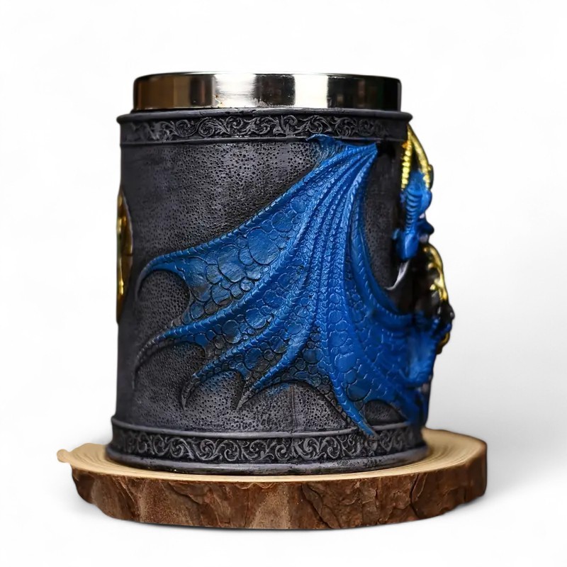 Stainless Steel Dragon Mug With 3D Winged Design For Drinks