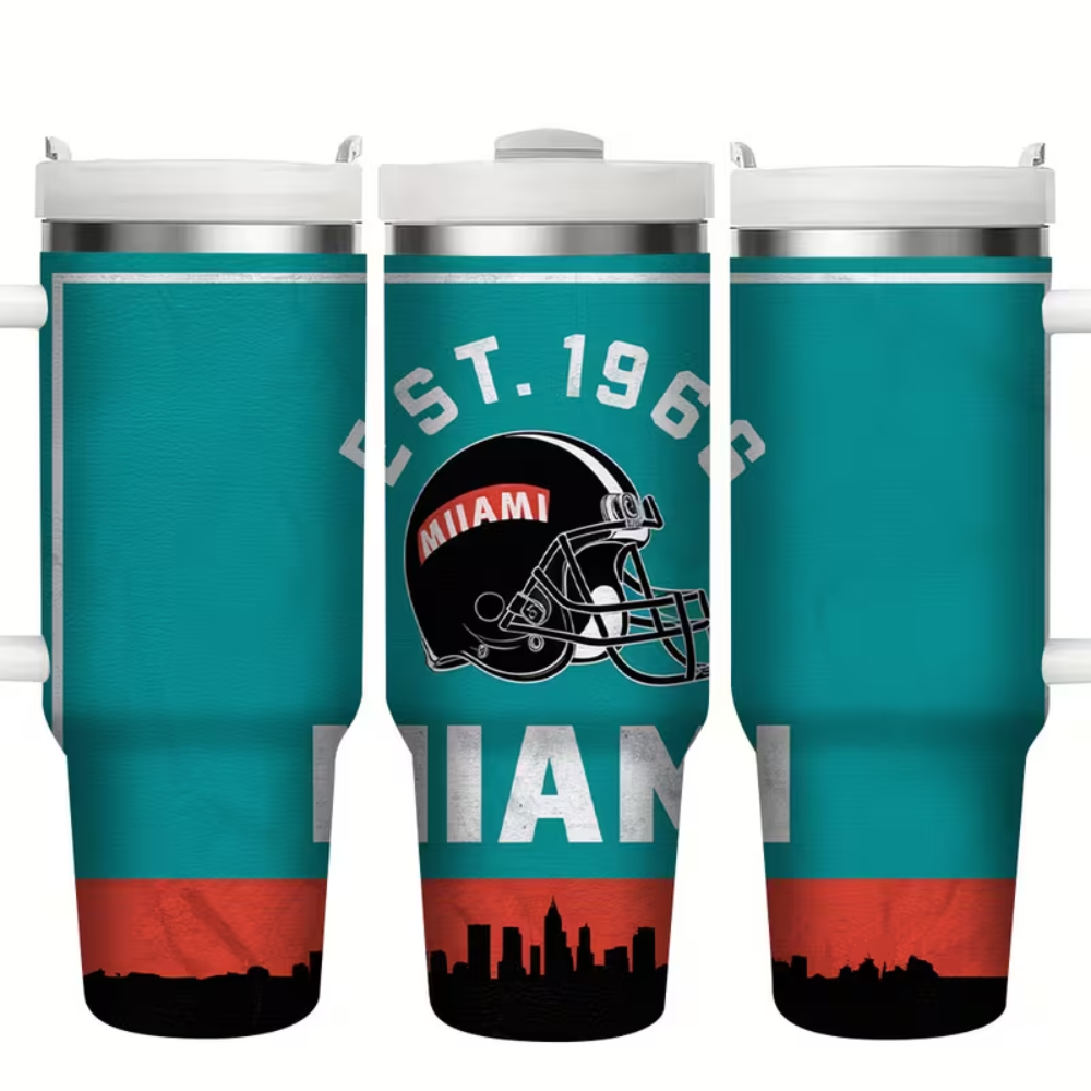 Miami Football 40oz Stainless Steel Tumbler