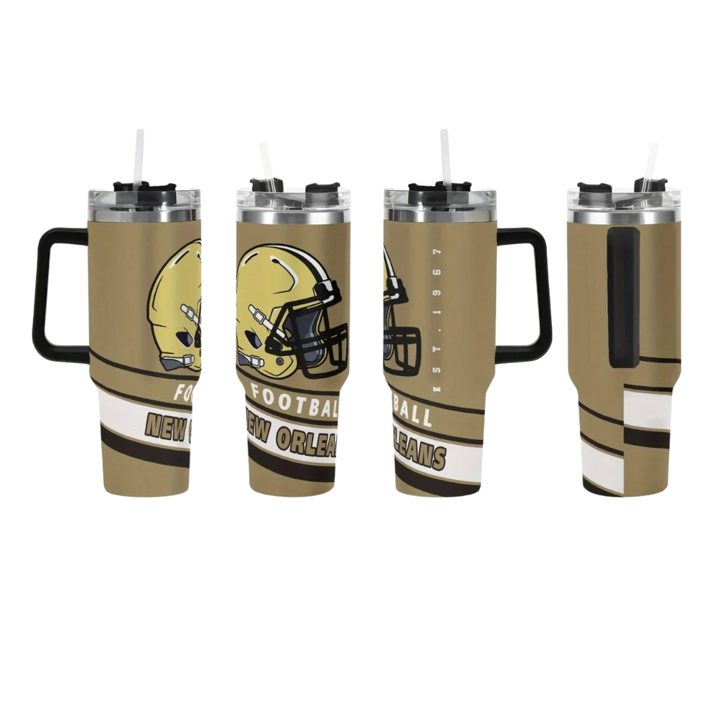 40oz New Orleans Saints Football Team Themed Stainless Steel Travel Tumbler