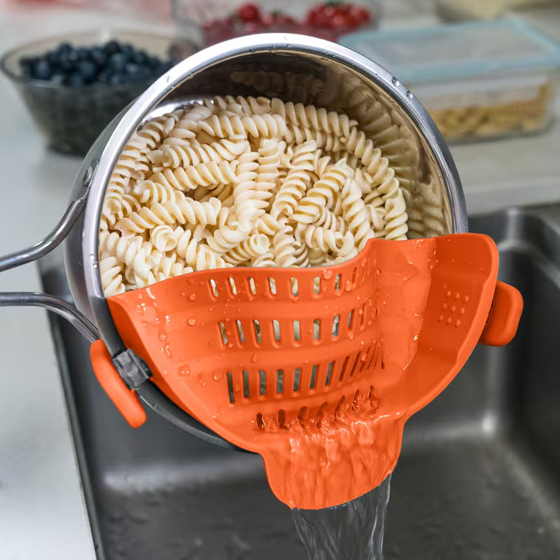 Clip On Pot Strainer For Pasta Vegetables Kitchen Colander Tool