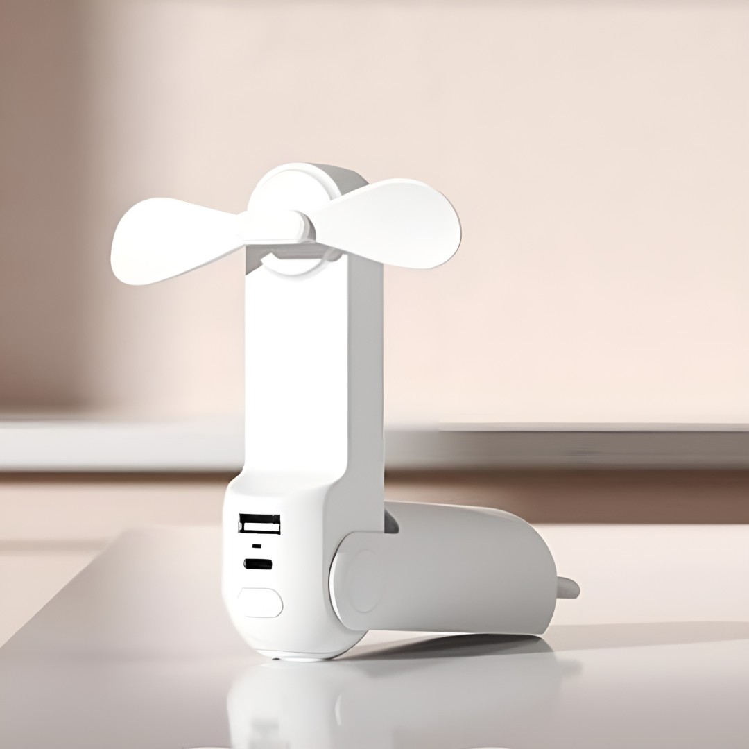 3 IN 1 USB Rechargeable Portable Fan With Power Bank