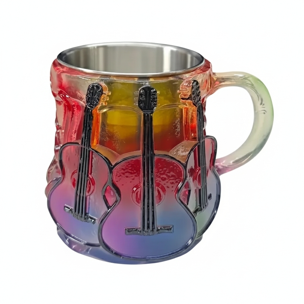 3D Guitar Coffee Mug For Music Enthusiasts And Artists