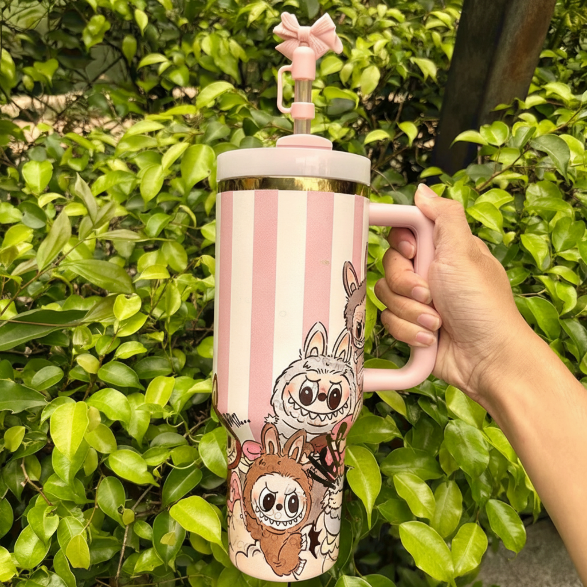 Labubu 40oz Tumbler Side Profile Straw Lid