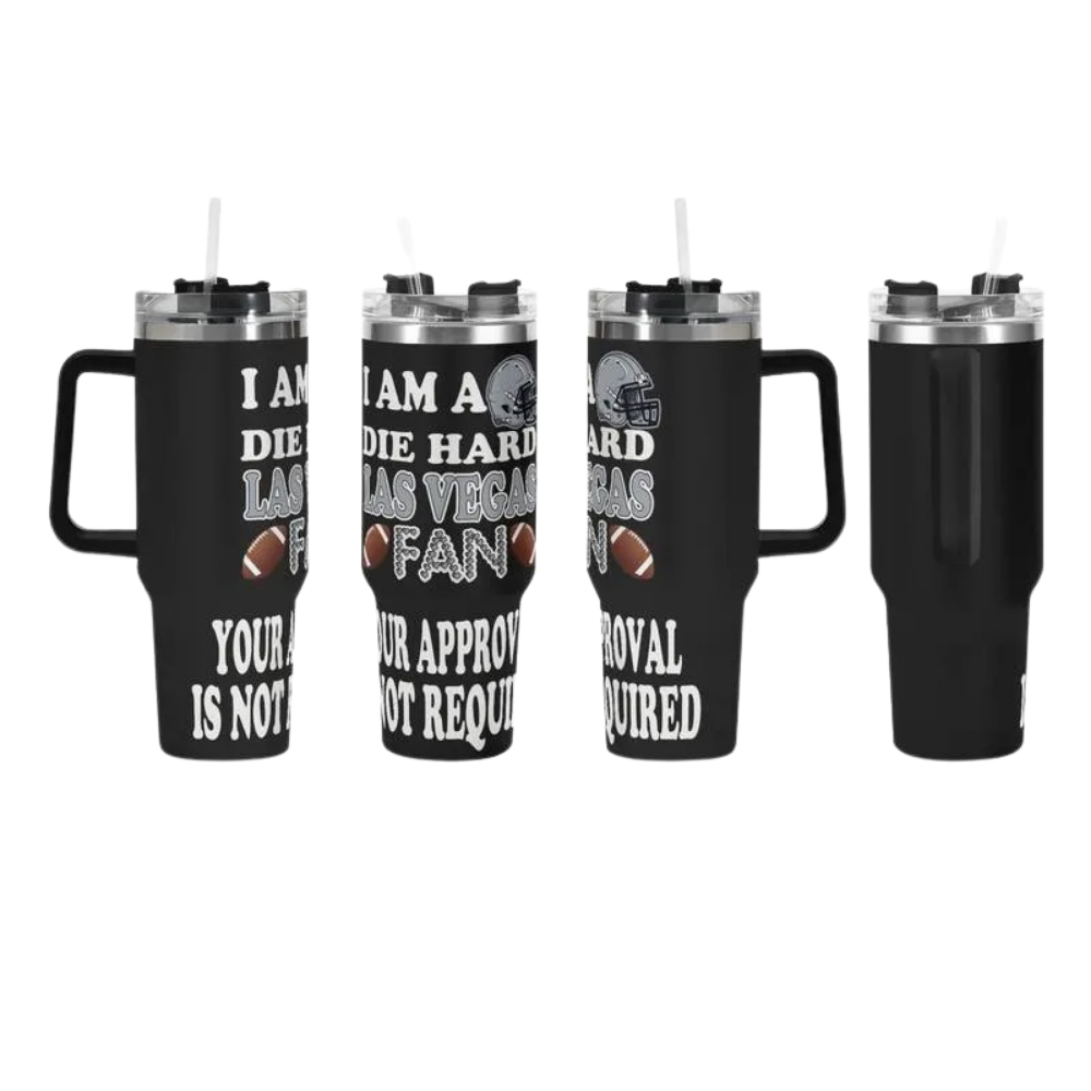 Las Vegas Raiders Football Fan Themed Tumbler With Straw