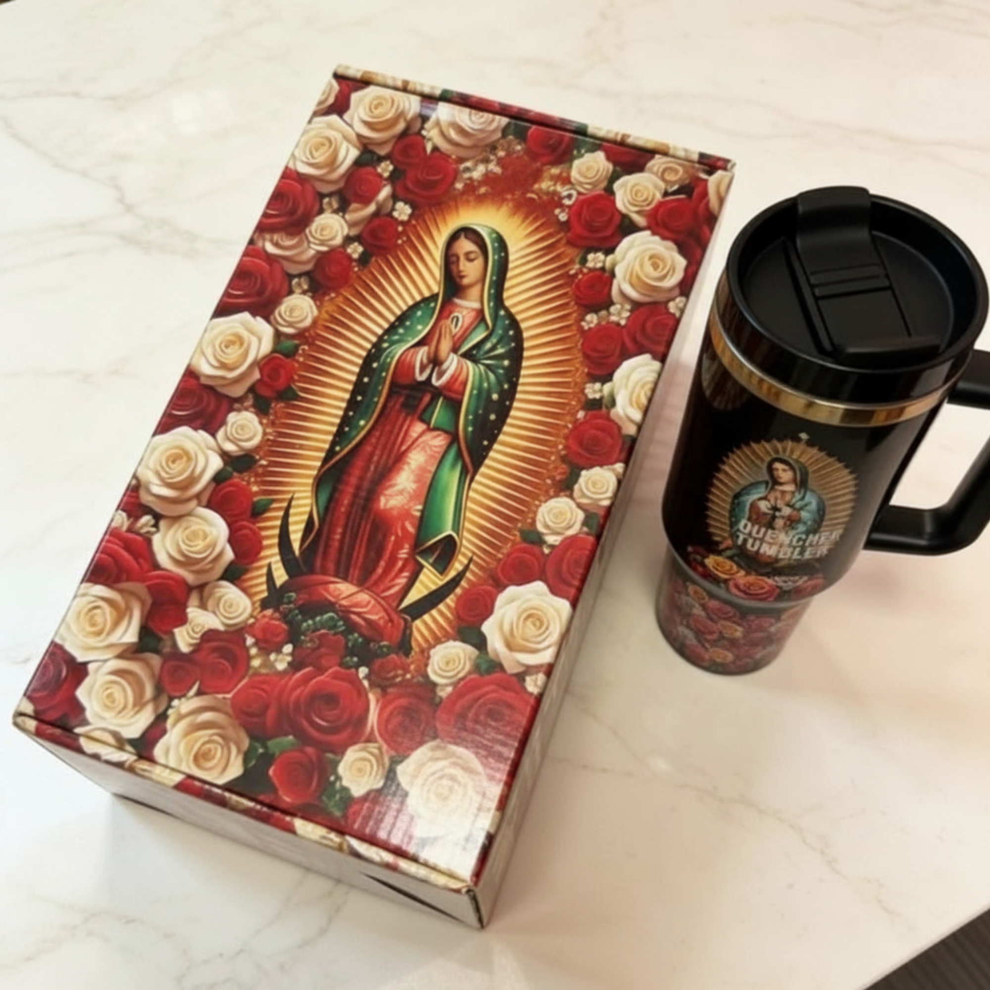 Our Lady Of Guadalupe 40oz Tumbler Lifestyle Shot